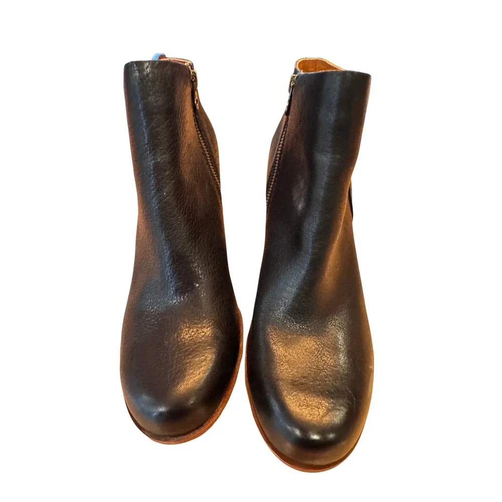 Kork Ease Natalya  Black Leather Wedge Ankle Boots Women 10 42 Side Zip‎ Nayalya